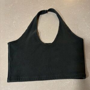John Galt Brandy Melville Forest Green halter neck crop top